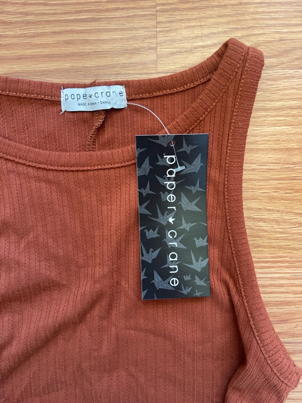 NWT Paper Crane Ribbed Side-Tie Tank Top - Picture 3 of 3